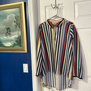 Women’s Lena Gabrielle Vertical Polyester Stripe Blouse Top Size XL